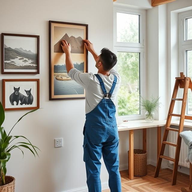 Lampen und Bilder aufhängen